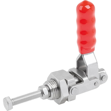 Kipp Push-Pull Clamp Std, Wout Mounting Bracket, F2=1000, Stainless Steel Bright, Comp:Plastic Comp:Red K1547.11000